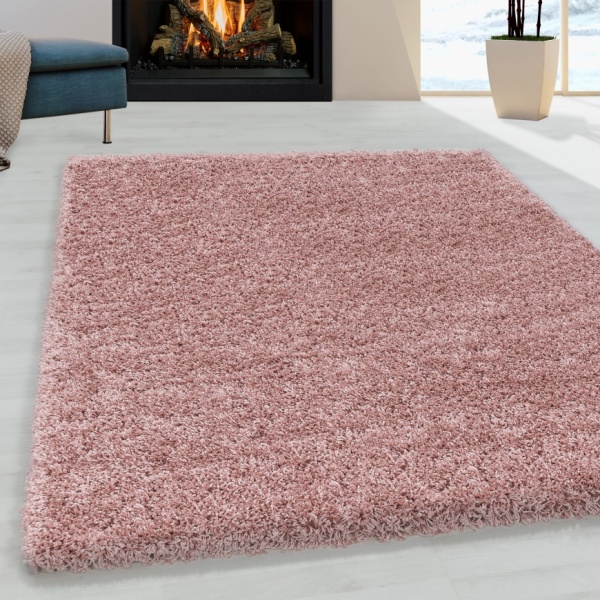 Longflor Hochflor Teppich Super Weich Rosa Schlafzimmer Jugendzimmer Wohnzimmer